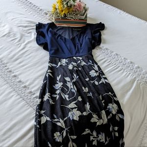 Phase Eight Maxi Dress, Navy Blue and Floral, Size 4